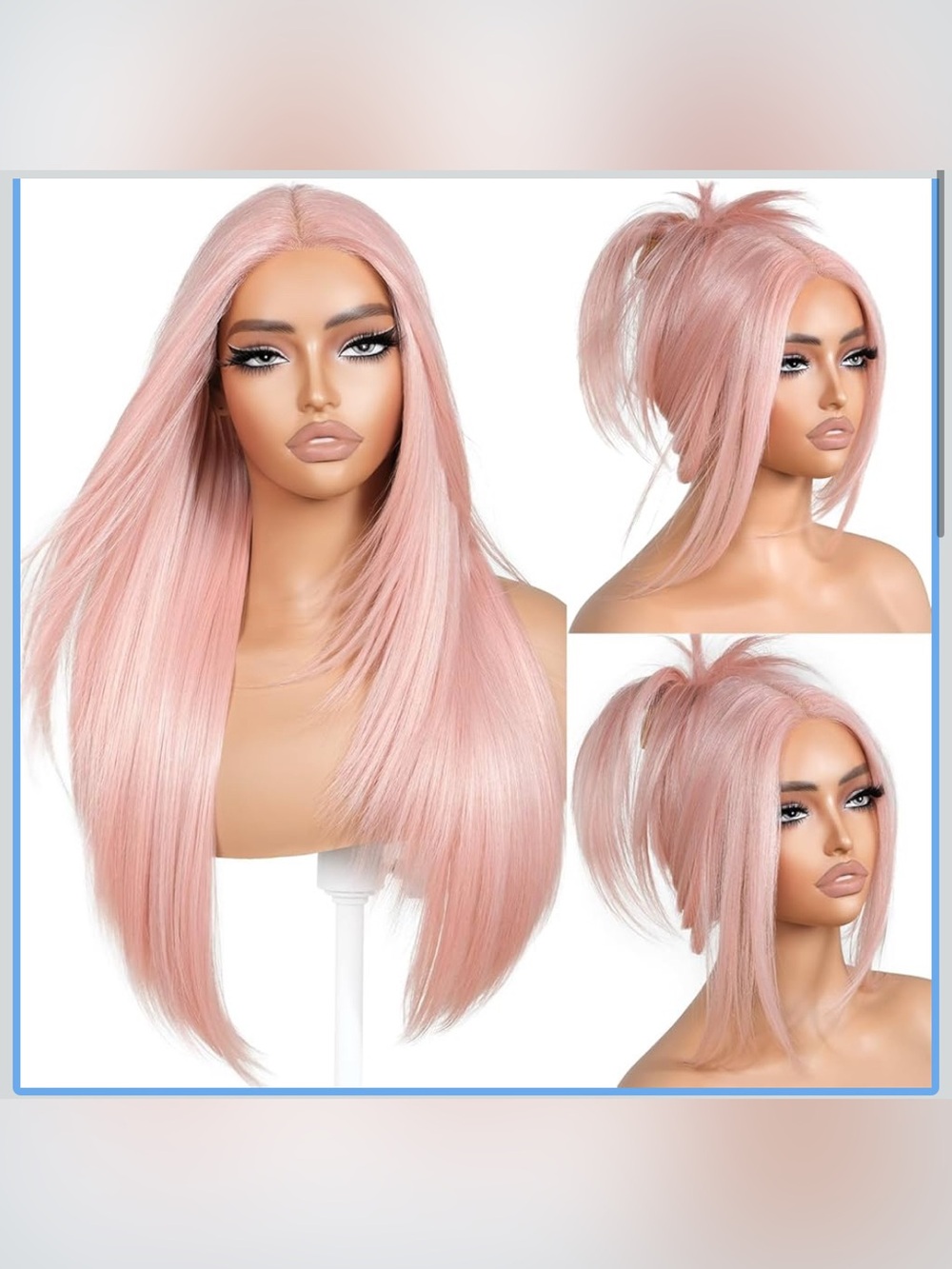 BrownBomb Pink Wear and Go Glueless Wig Light Pink Synthetic Lace Front Wig NEW